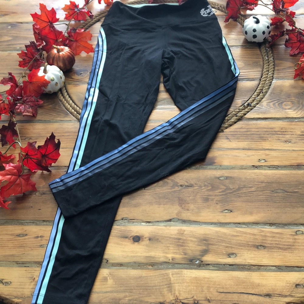 PINK black legging with blue stripe design